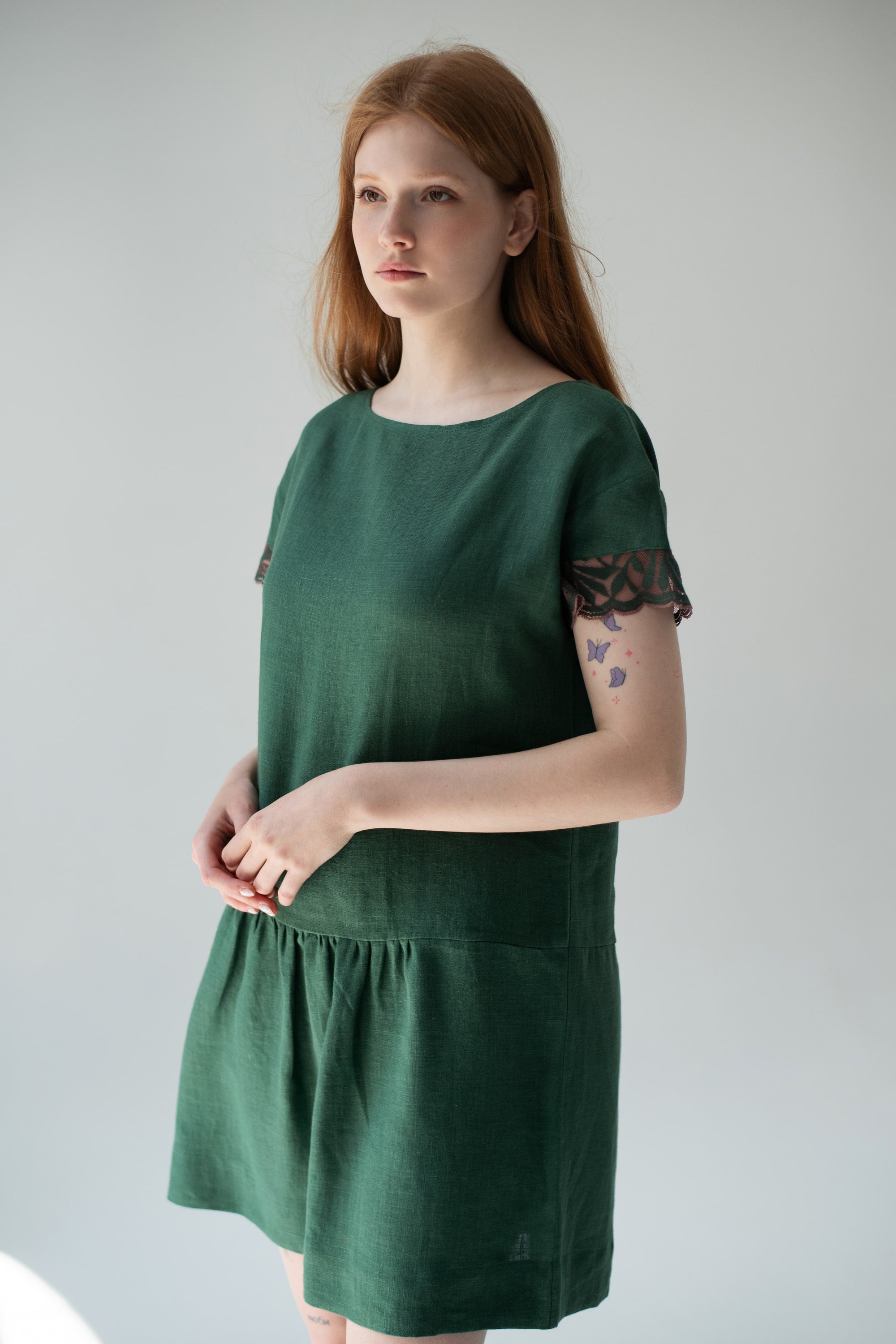 Льняное платье 111 green grass