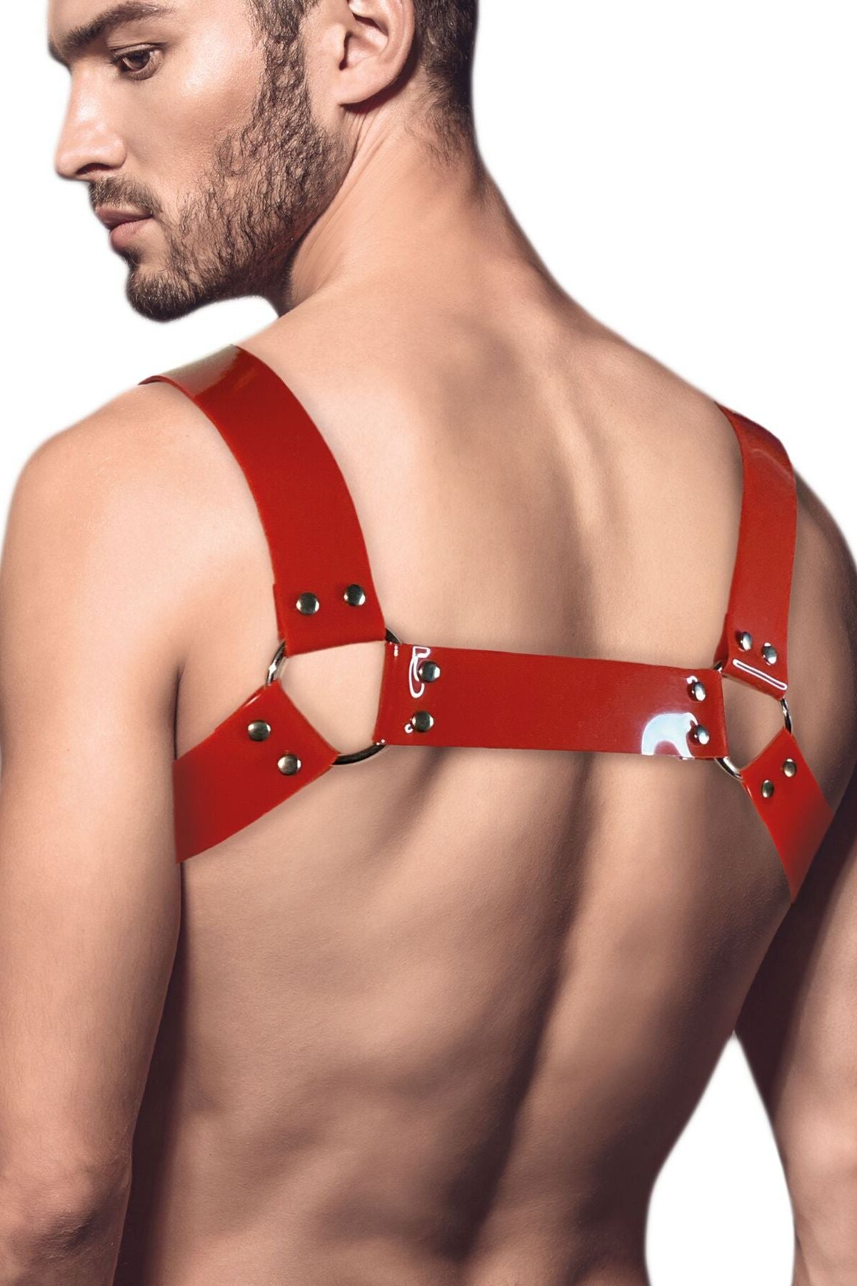 Мужская портупея на грудь Bulldog Harness red