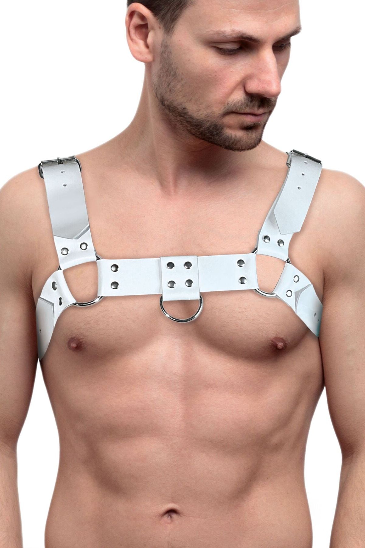 Мужская портупея на грудь Bulldog Harness white