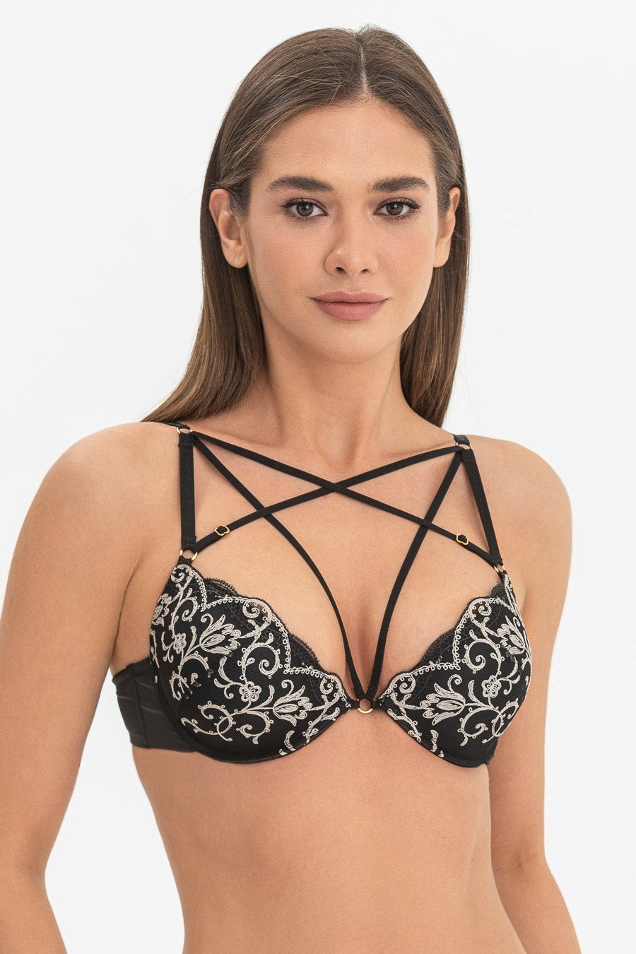 Бюстгальтер push-up с кружевом Riana L22001 black