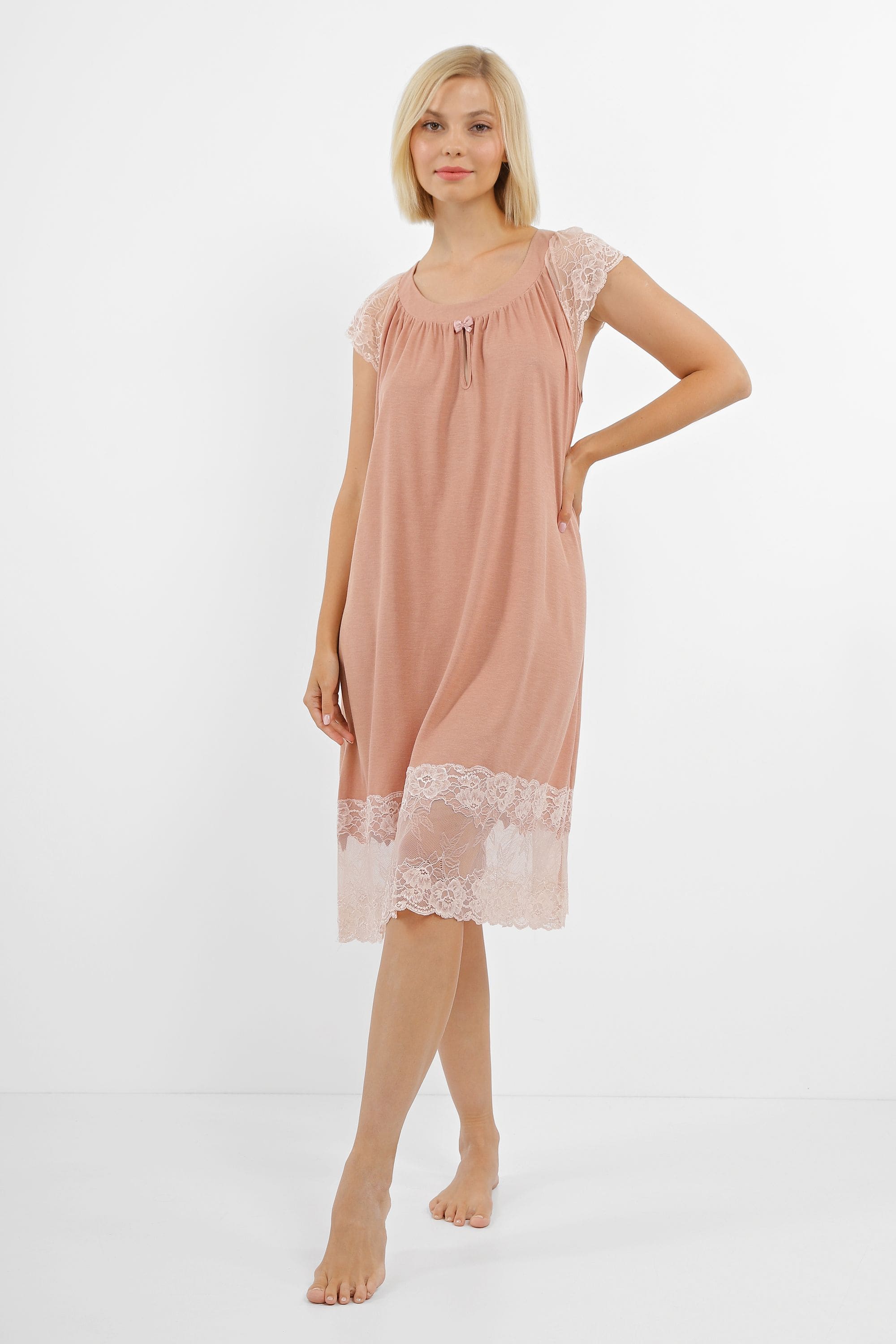 Сорочка с кружевом CB-3234 creme brulee