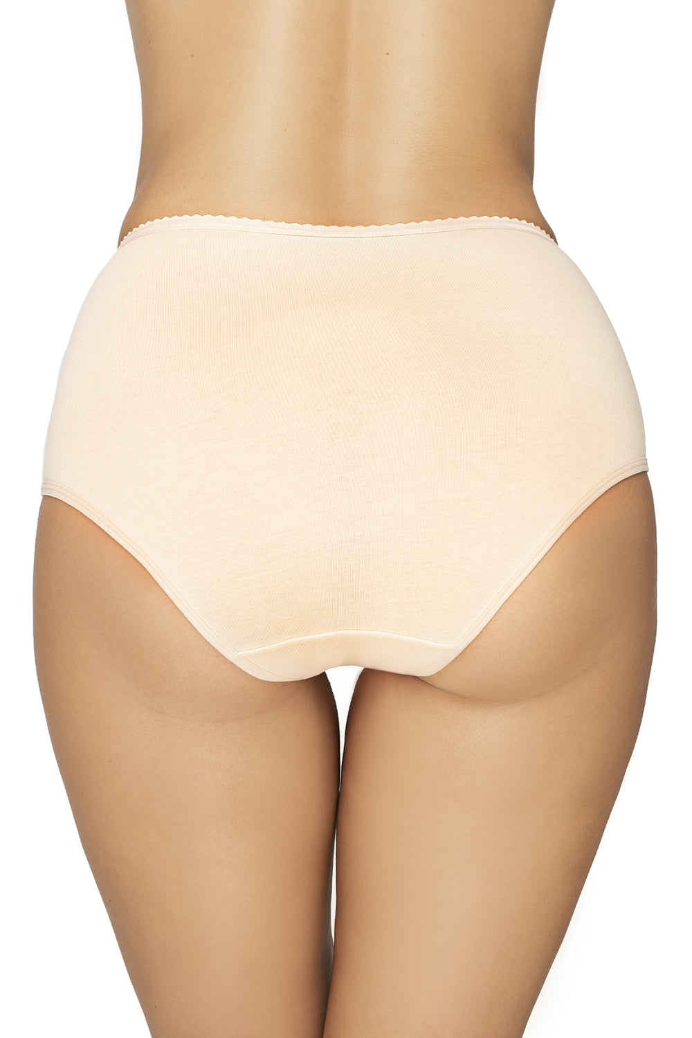 Хлопковые трусики слип с кружевом P-2205 beige
