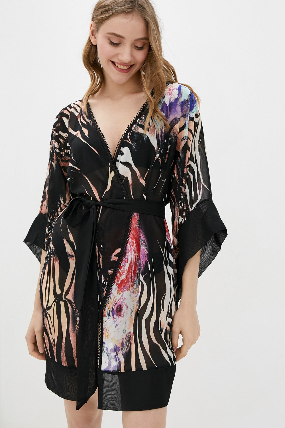 Пляжная туника с принтом ТТ-3410 python/stripe