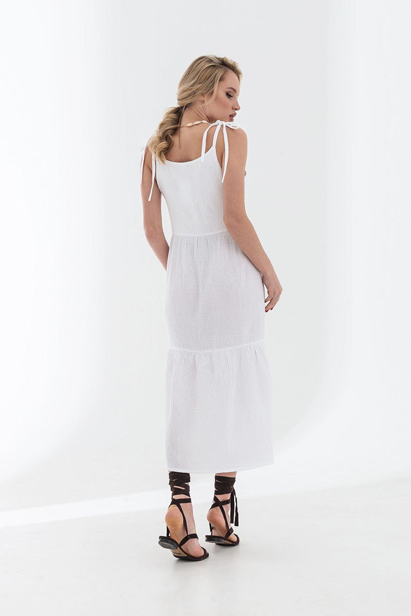 Муслиновый сарафан 22008-1 white
