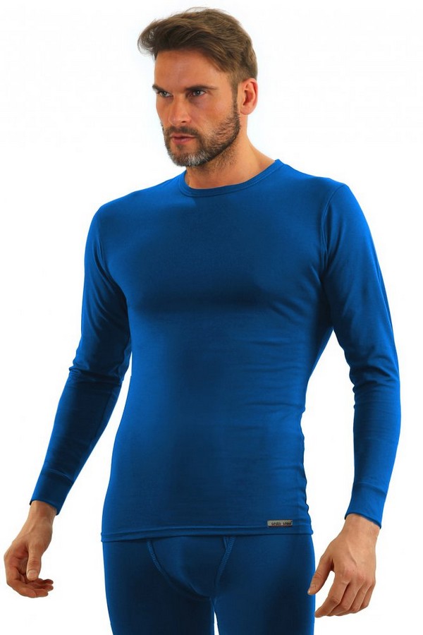 Хлопковый мужской лонгслив 123 blue