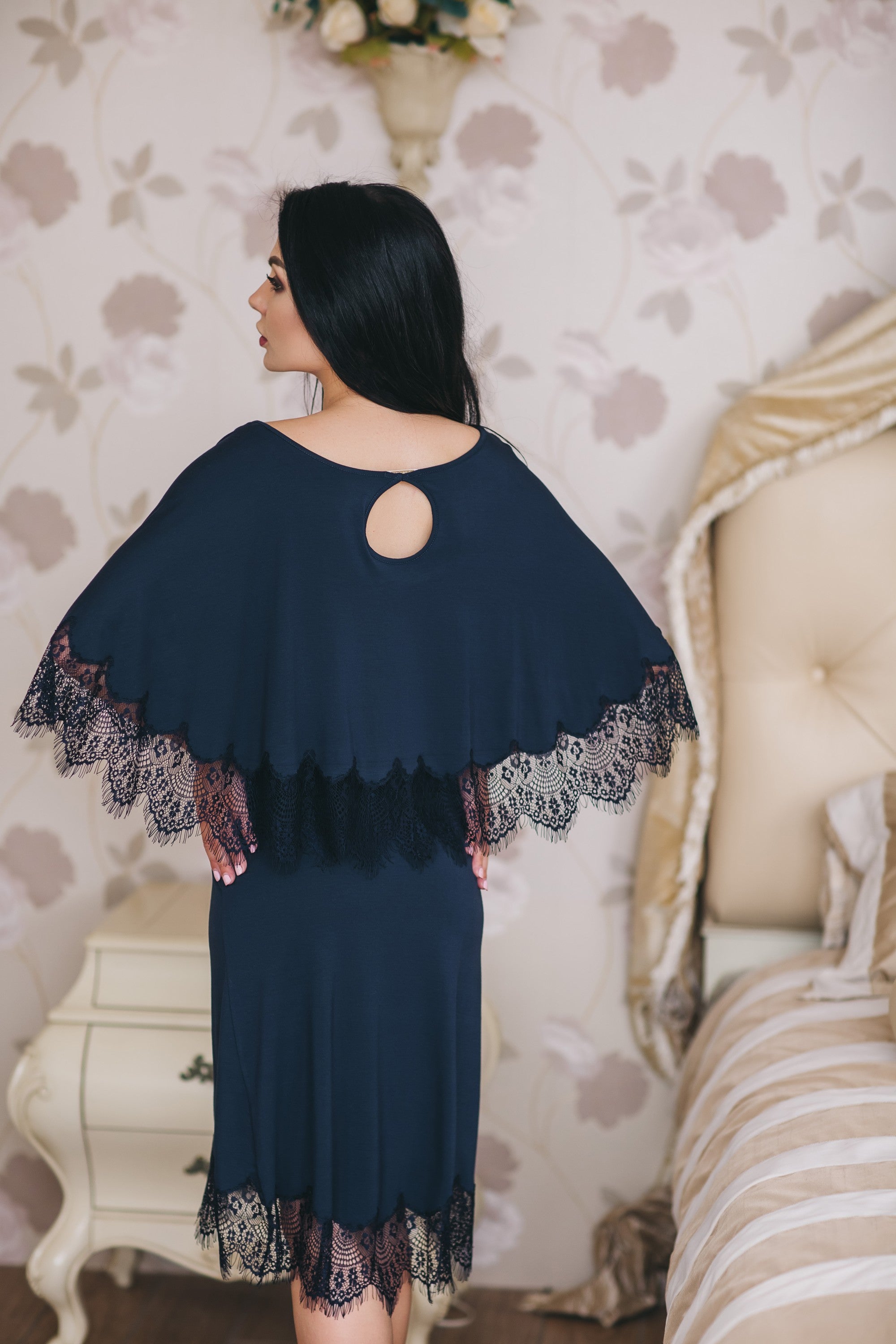 Платье из вискозы с кружевом 1313 blue