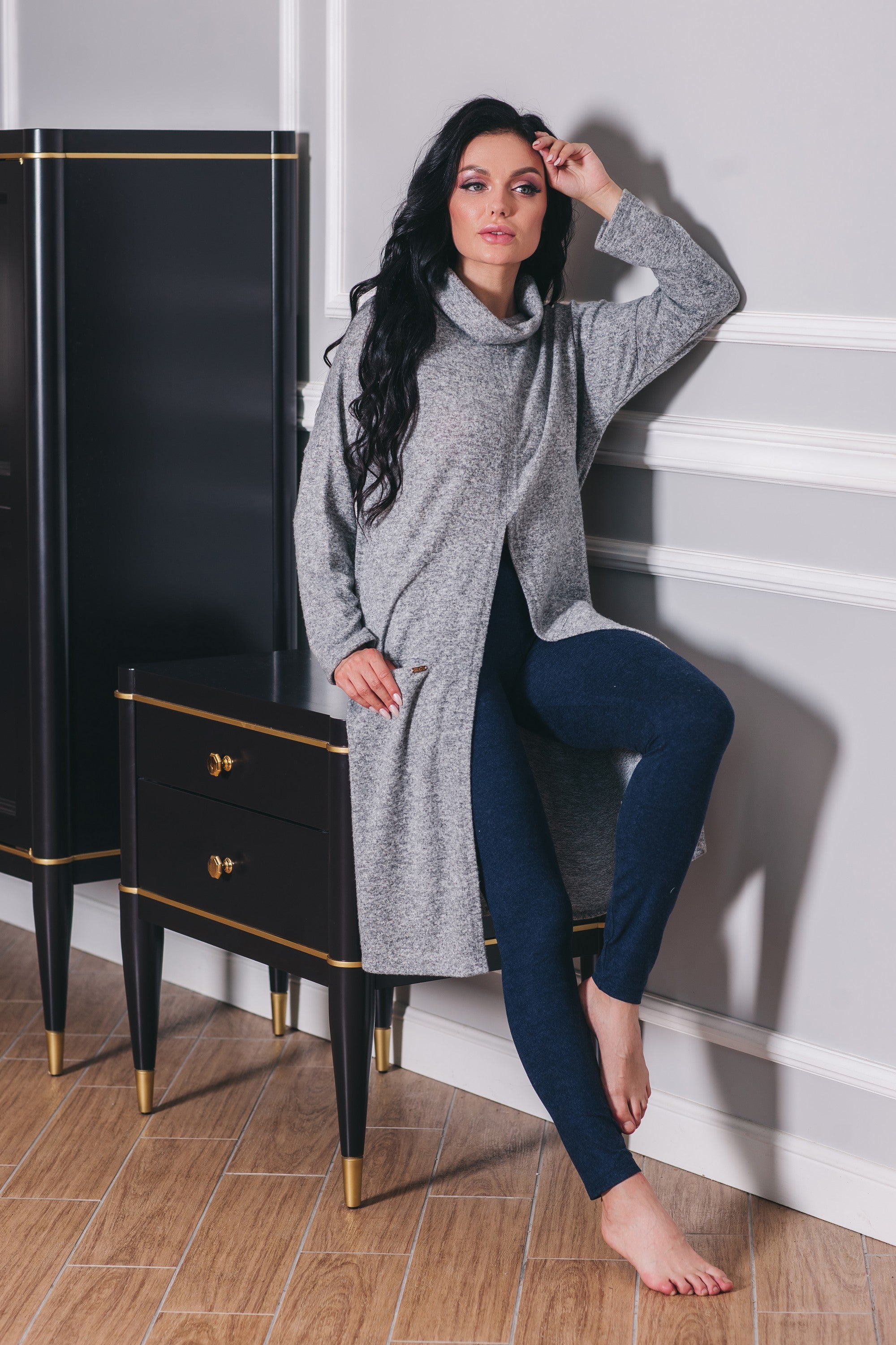 Комплект для дому з кардиганом 1519 grey melange