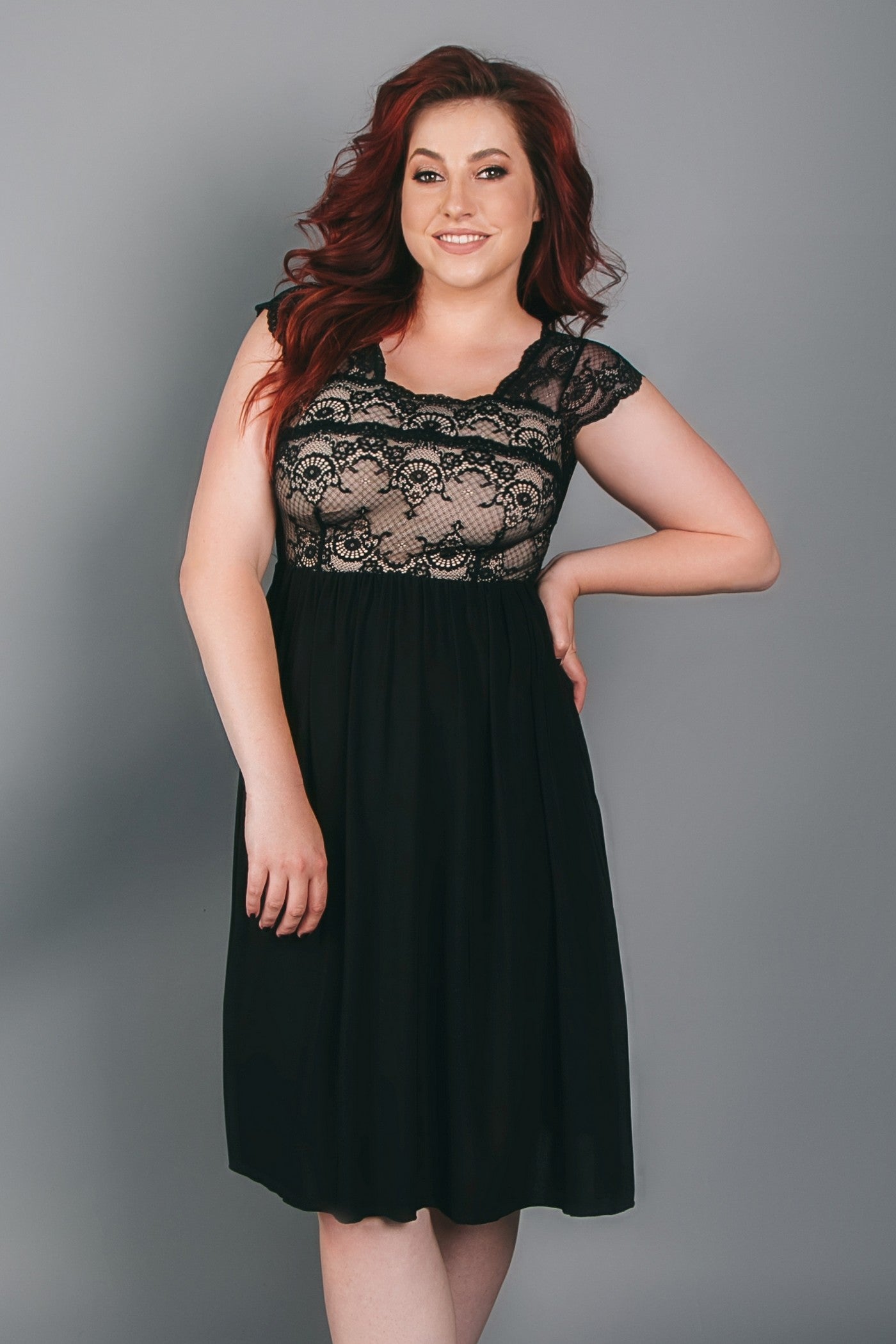 Сорочка с кружевным лифом 1540 black/beige