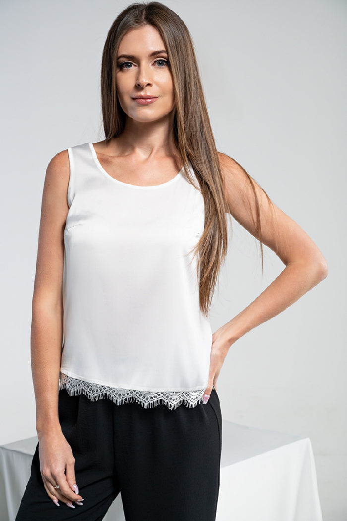 Атласный топ с кружевом 1830 ecri