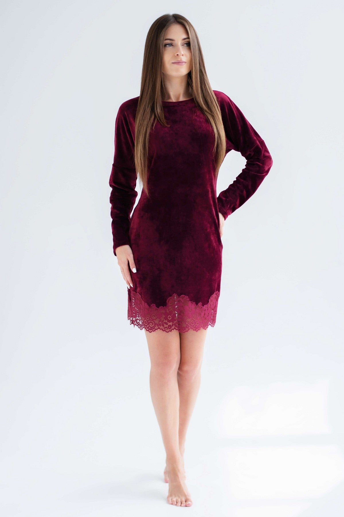 Домашнее платье из велюра 1926 bordo