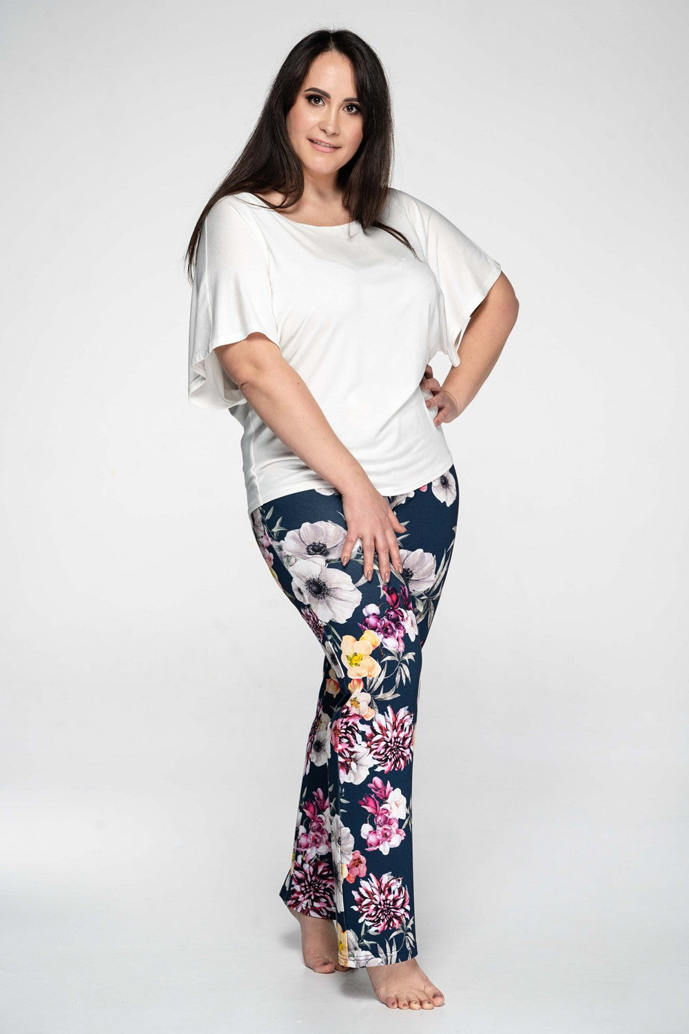 Пижама с цветочным принтом 1947 ecru/navy blue