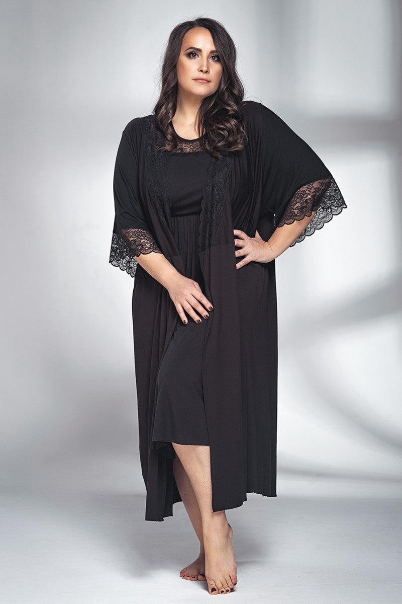 Длинный халат из вискозы 1950/1 black