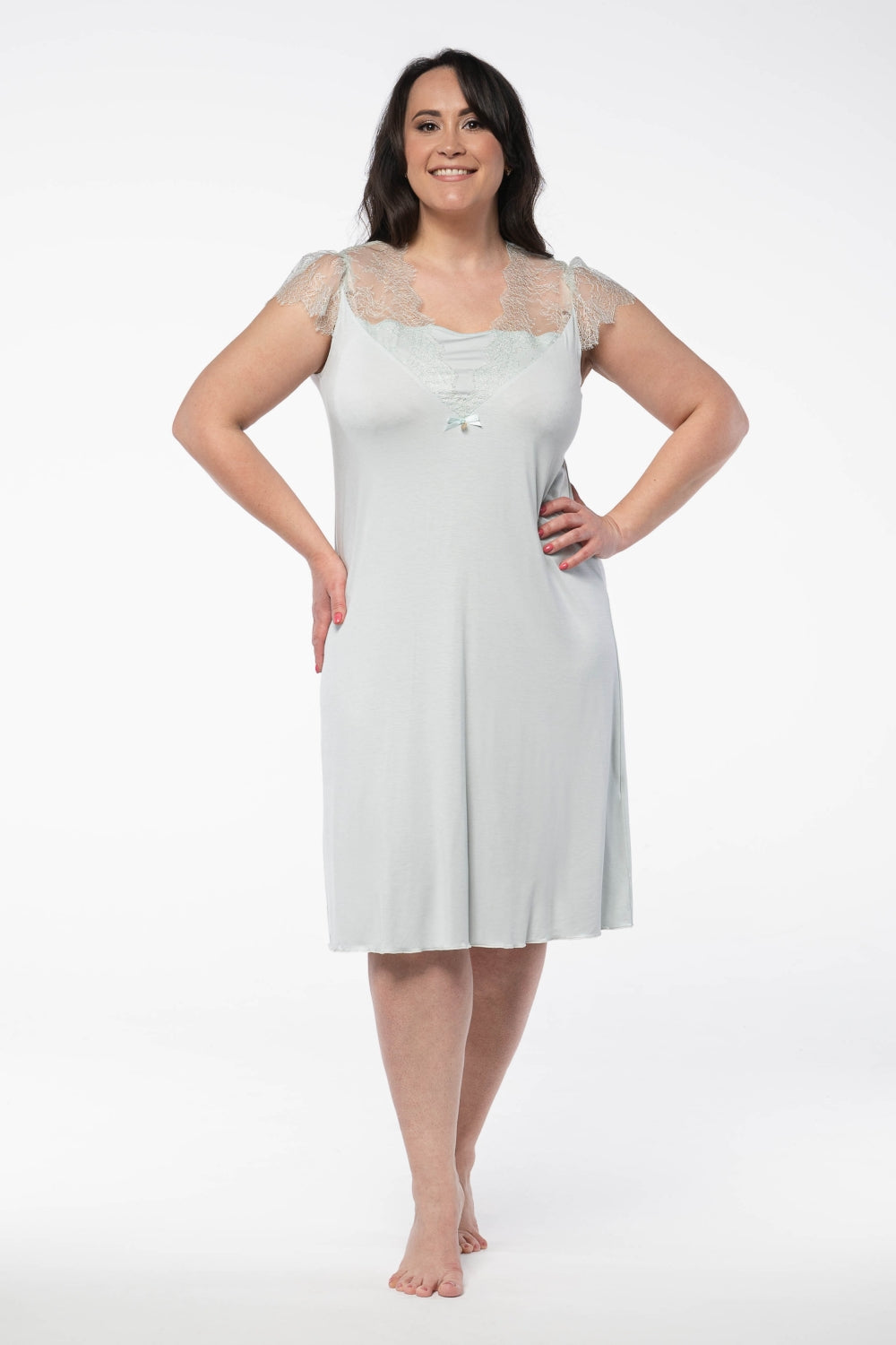 Сорочка с ажурным кружевом 2014 aqua