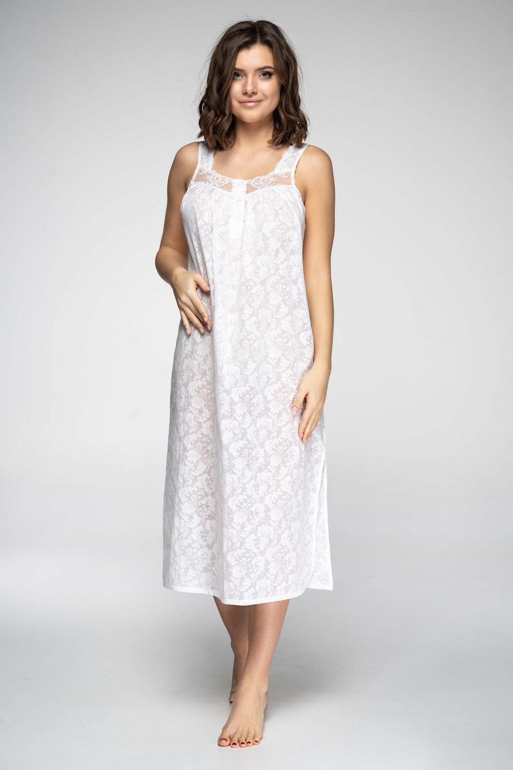 Сорочка с цветочным принтом 2018 white