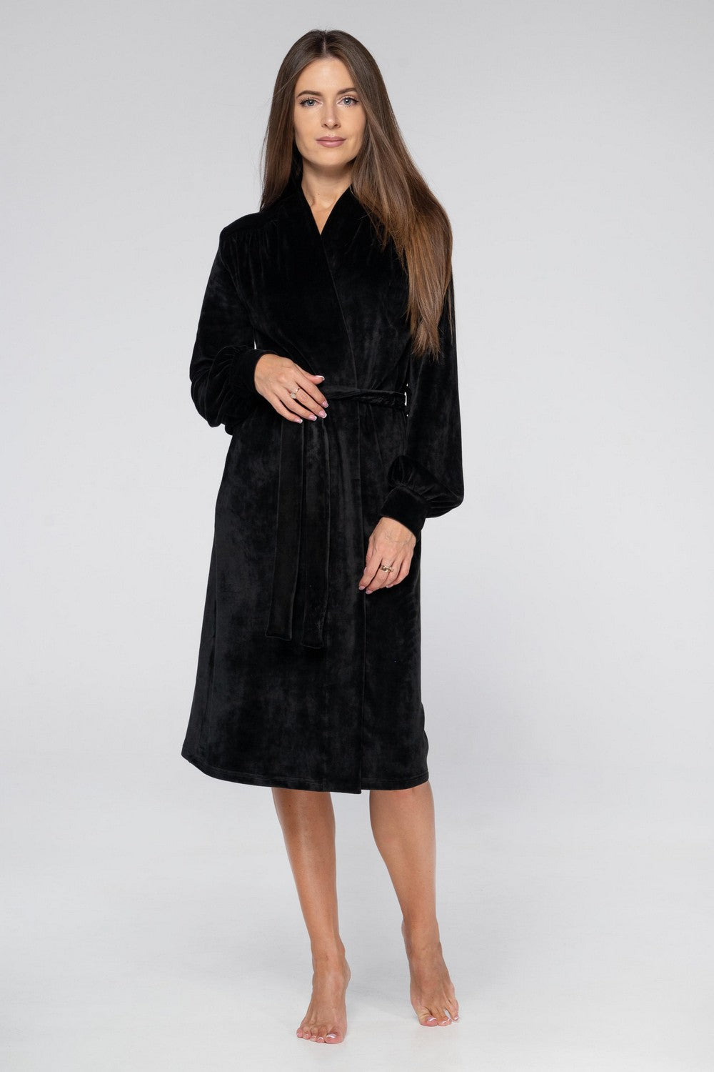 Велюровый халат с поясом 2114 black
