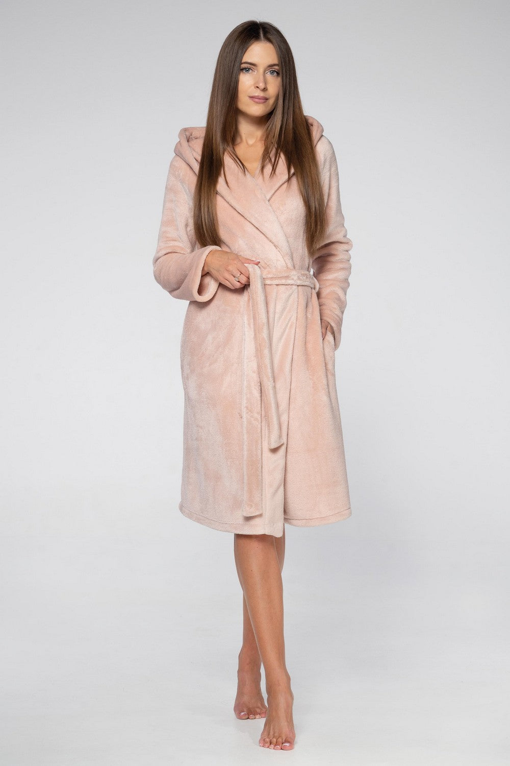 Флисовый халат с капюшоном 2118 powder