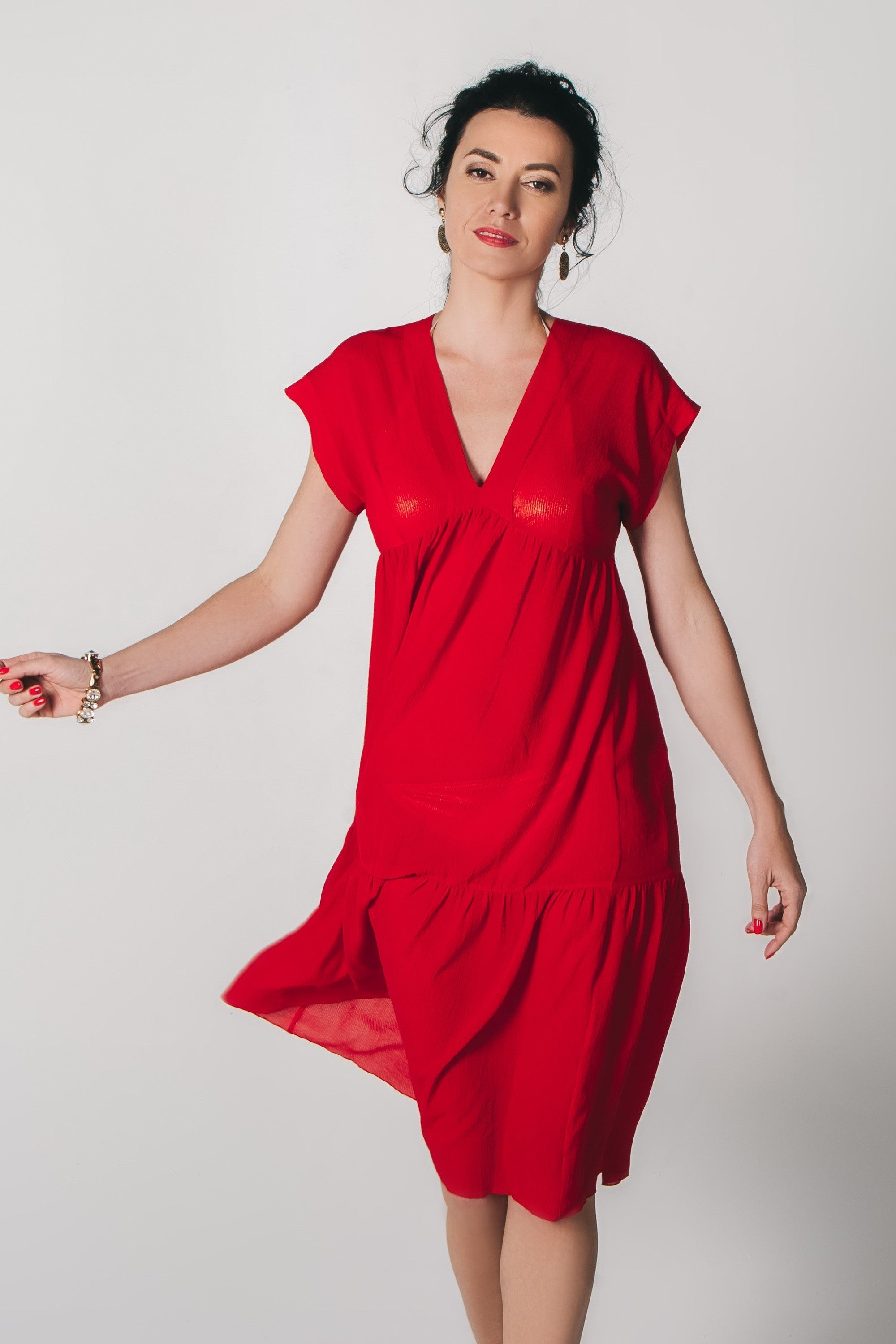 Пляжная туника из шифона ST 240 red