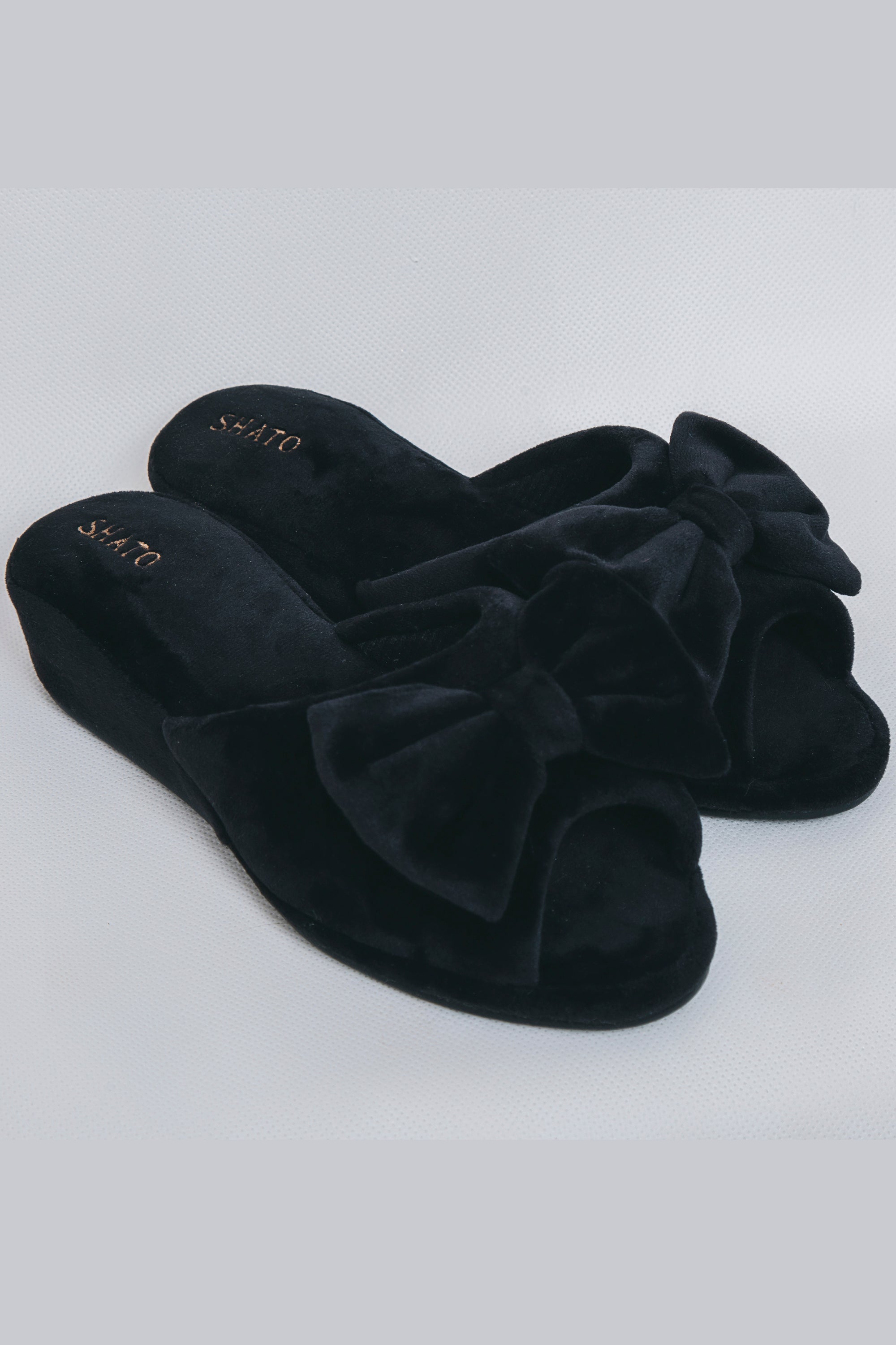 Домашние тапочки с бантом 010 ribbon black