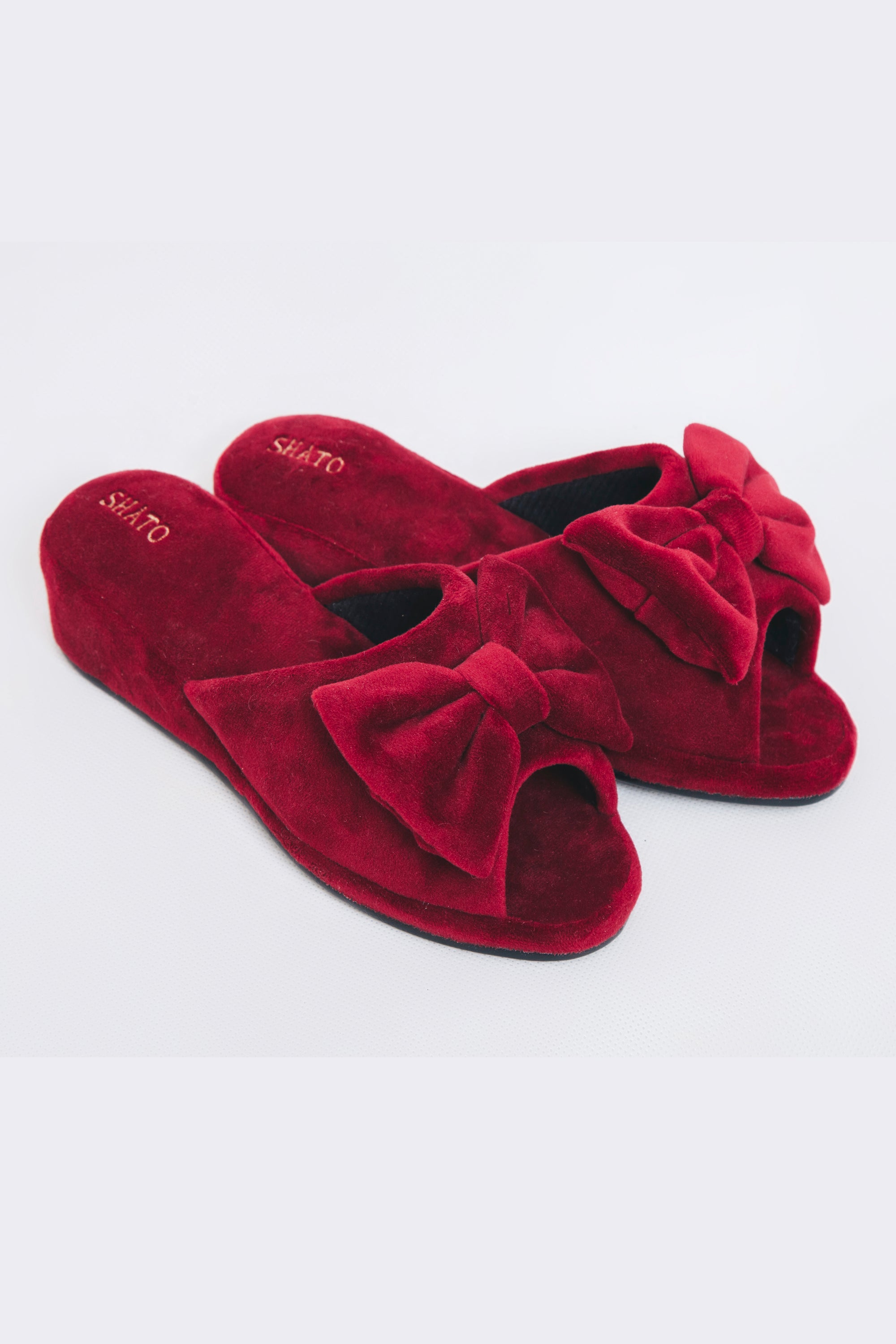 Домашние тапочки с бантом 010 ribbon bordo