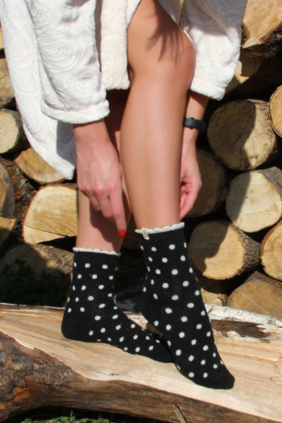 Носки из ангоры в горошек 041 Angora Dots