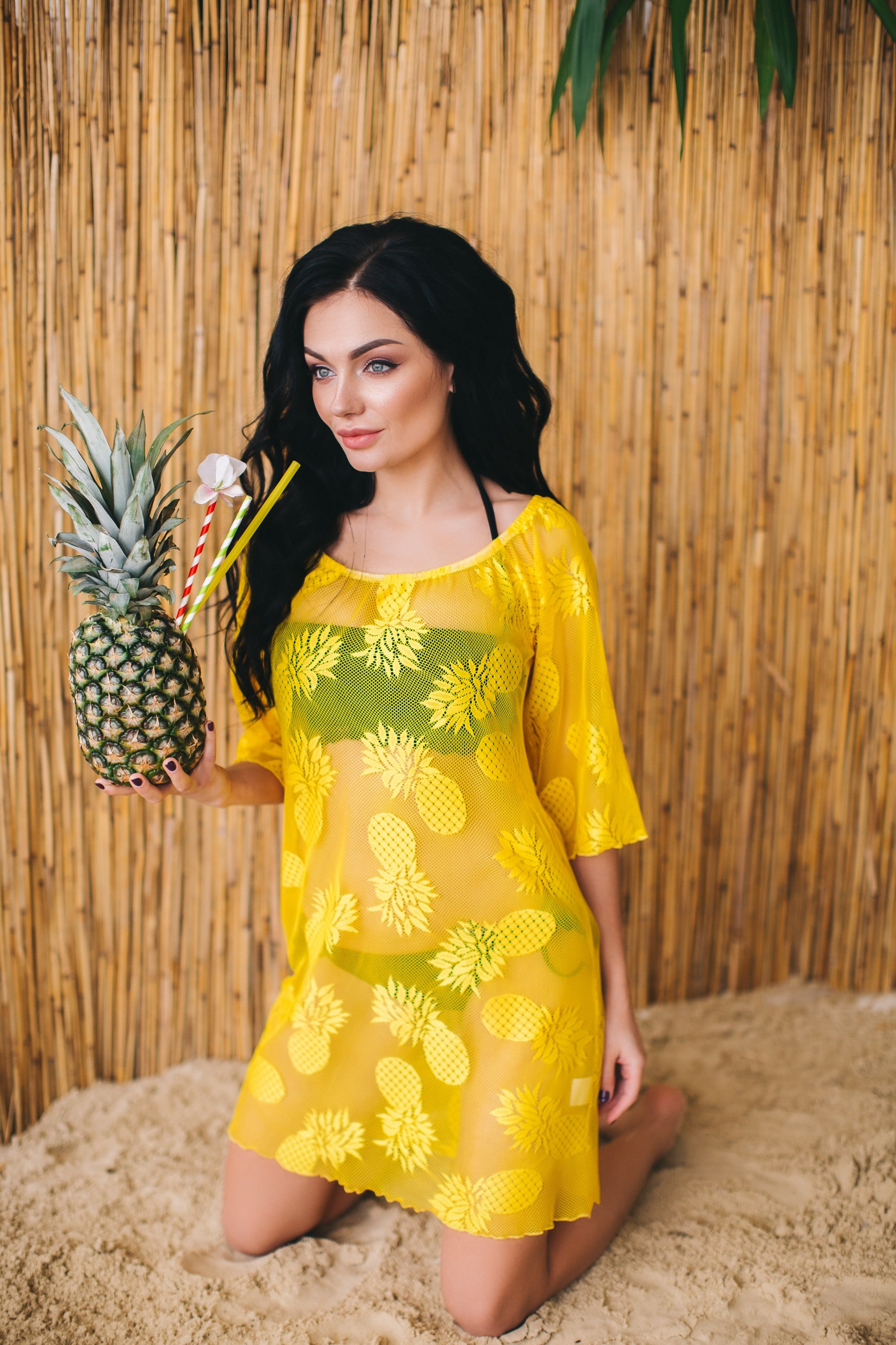 Пляжна туніка з принтом ST 213 yellow