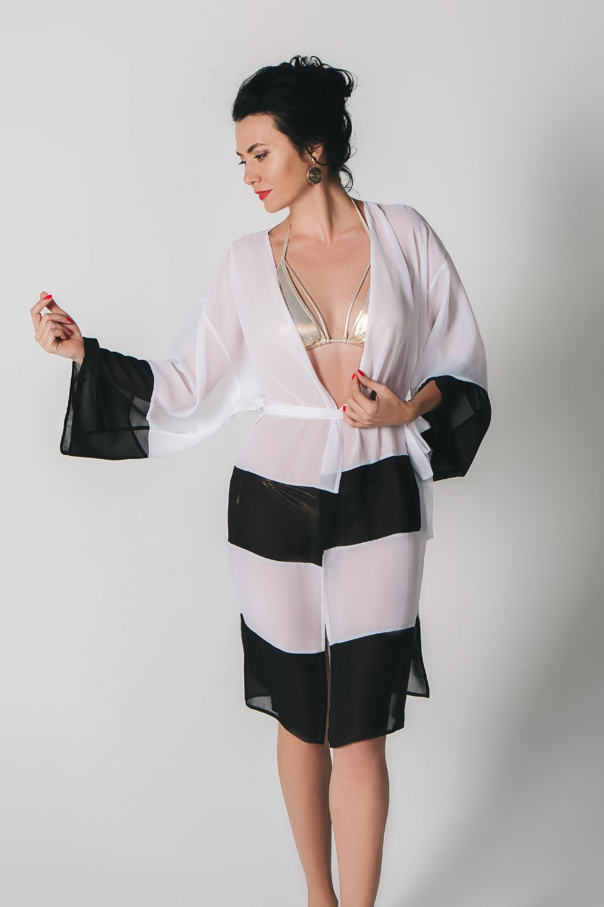 Туніка з шифону з поясом ST 244