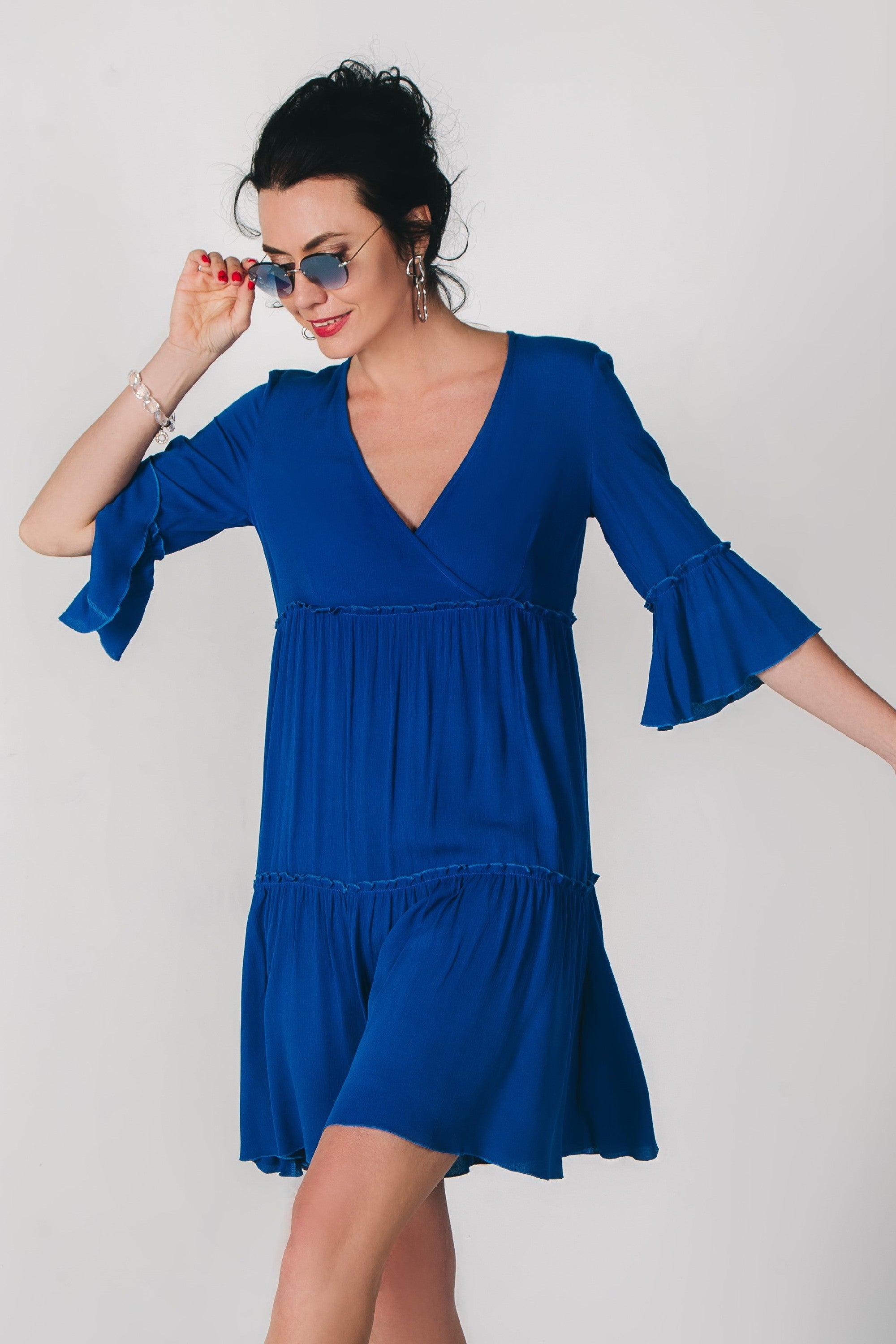 Хлопковая туника с воланами ST 254 blue