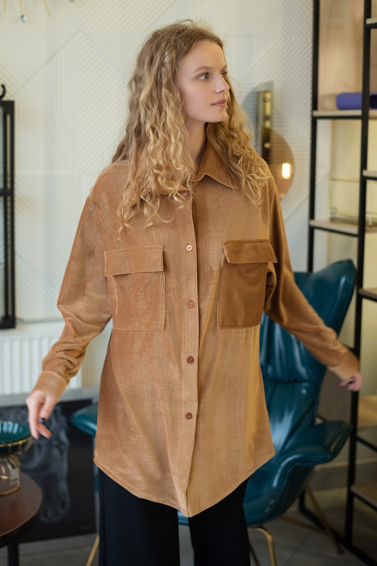 Хлопковая рубашка на пуговицах 239 Camel