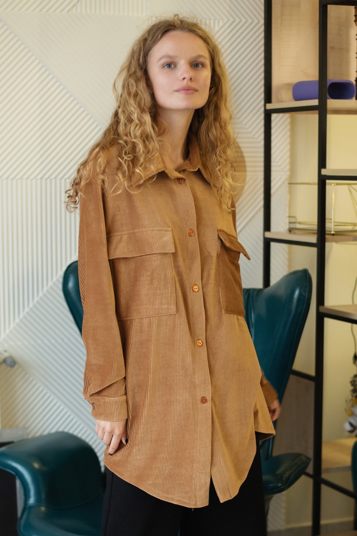 Хлопковая рубашка на пуговицах 239 Camel