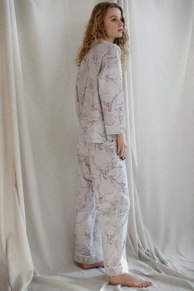 Пижама soft-шелк с цветами 027 Lavender