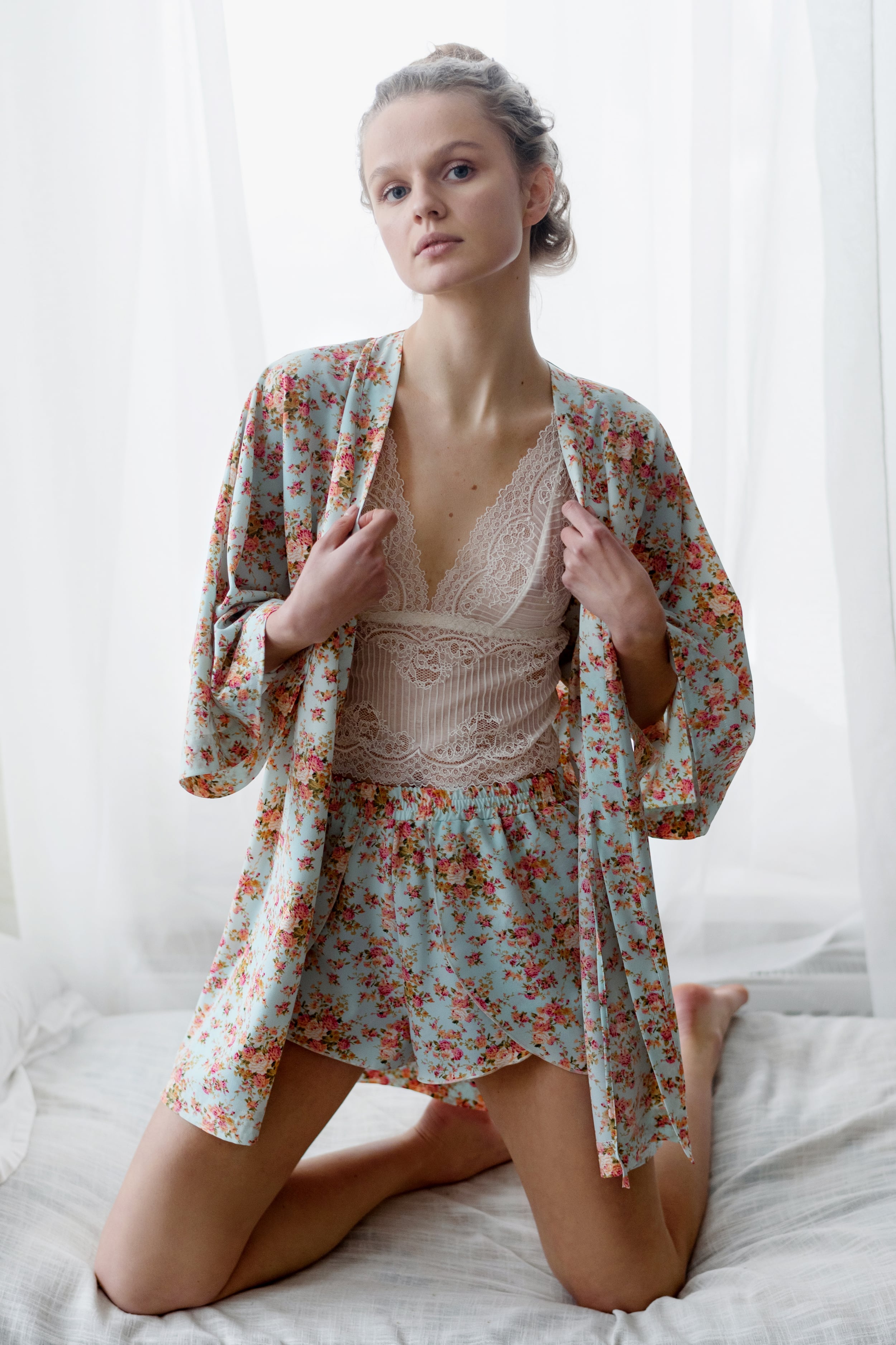 Комплект для дома с цветами 135 Aqua flower print