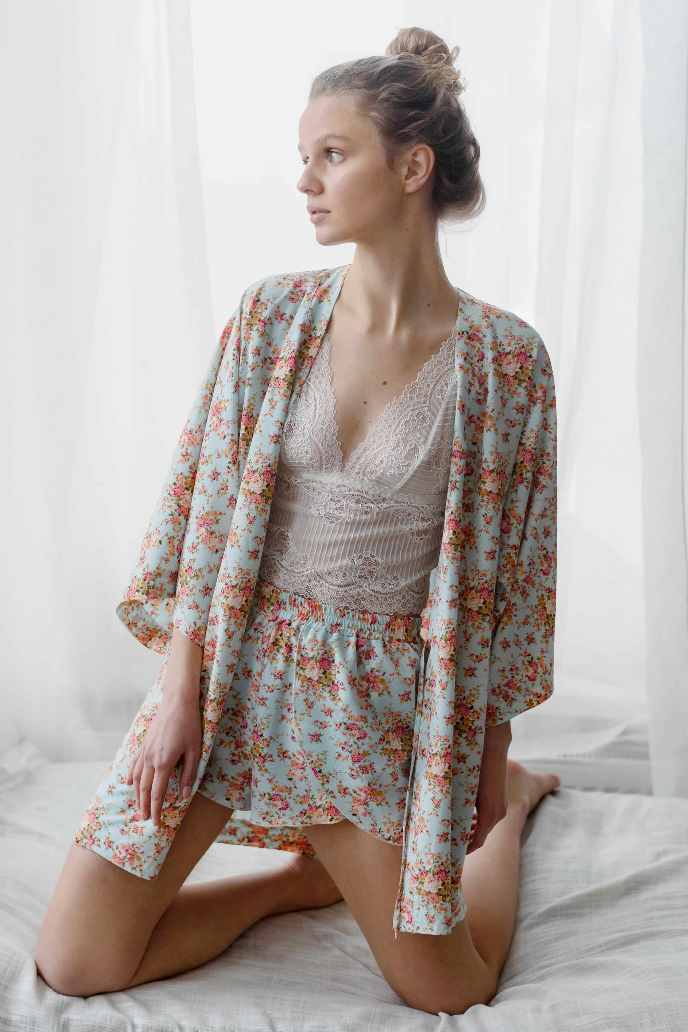 Комплект для дома с цветами 135 Aqua flower print