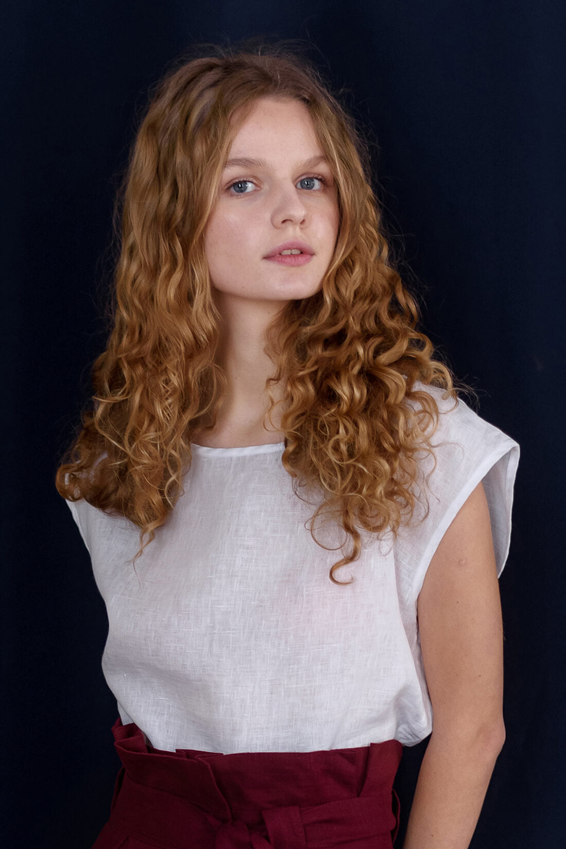 Льняной топ 043 White