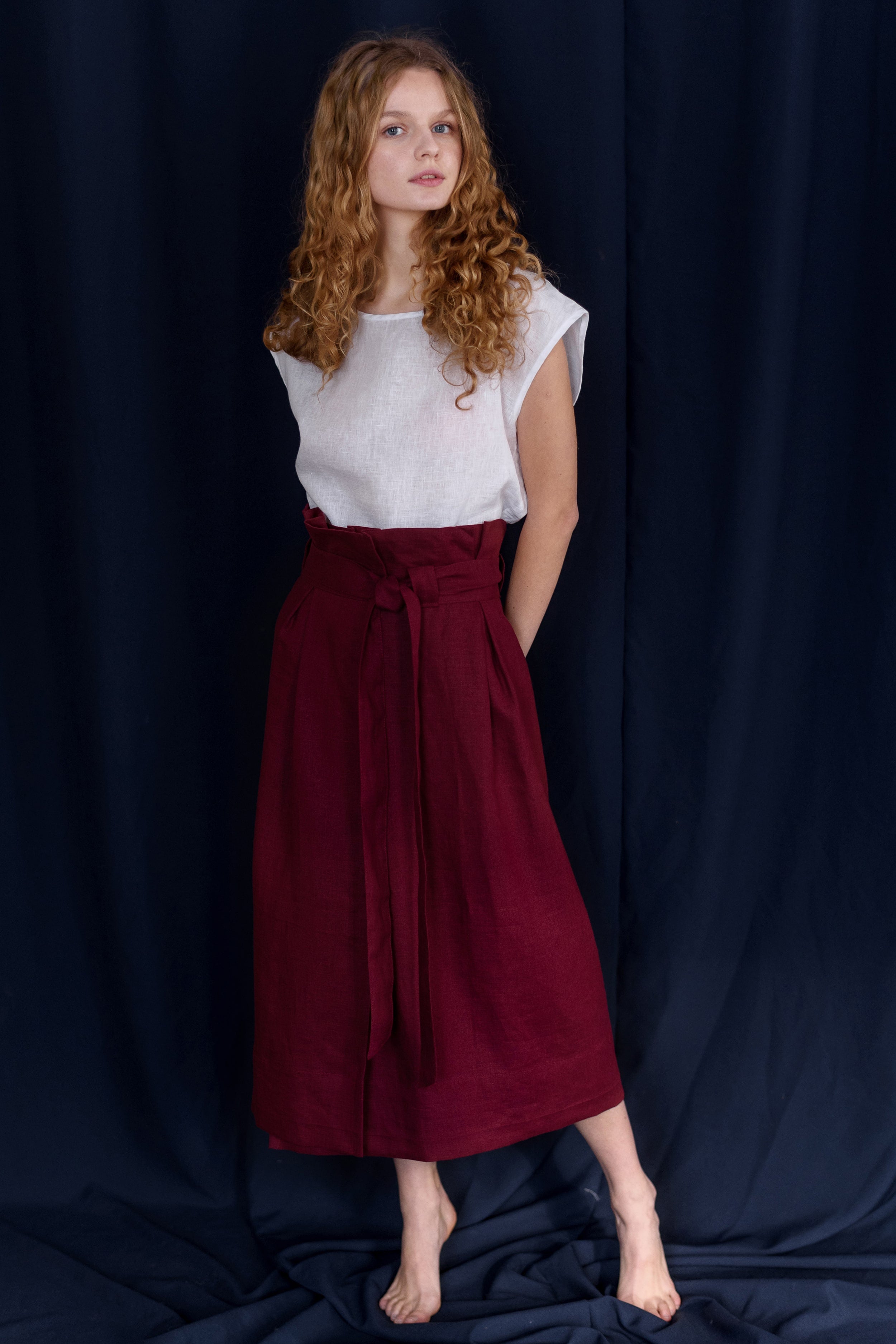 Льняной топ 043 White