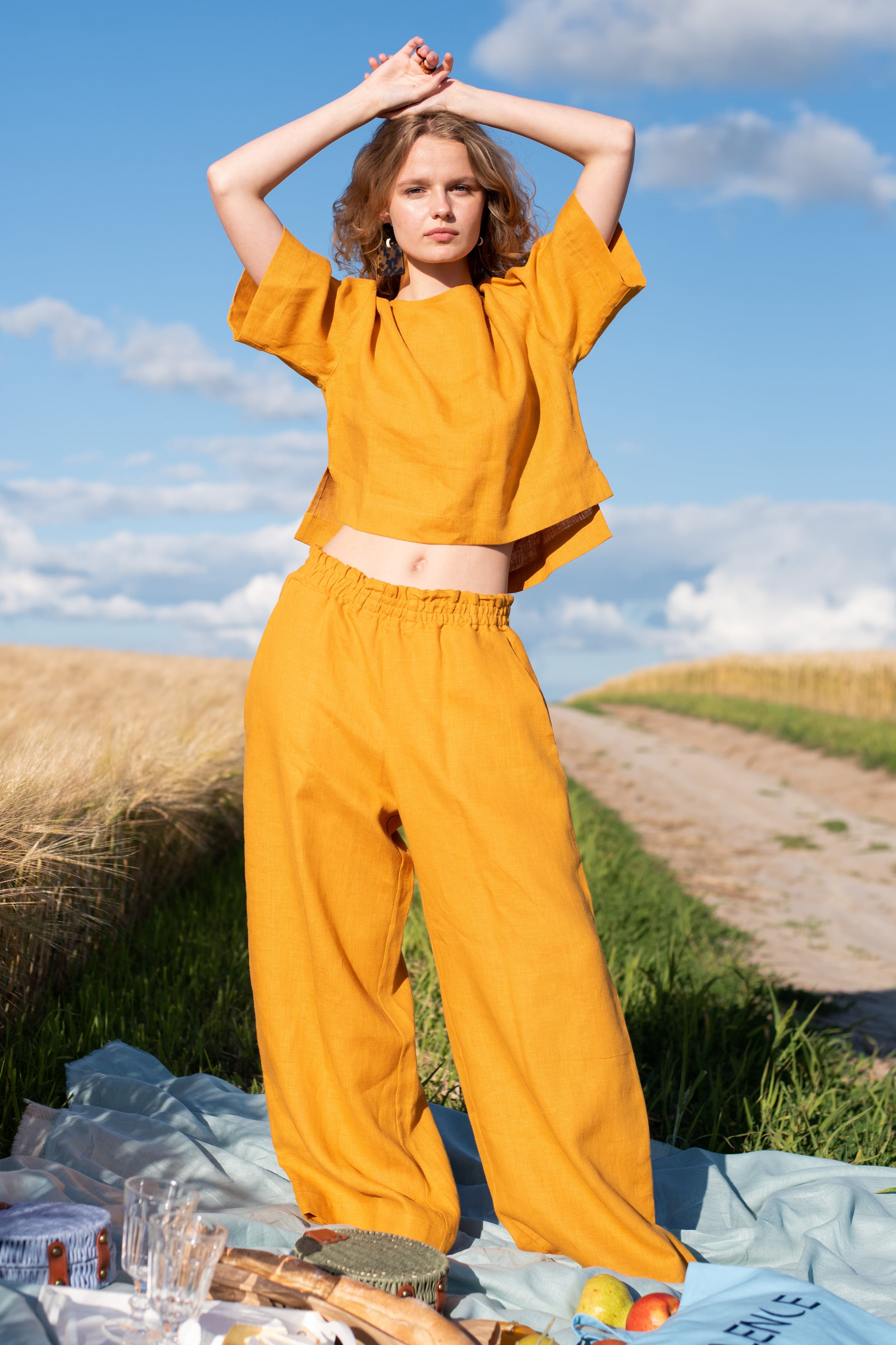 Льняной топ 042 Marigold