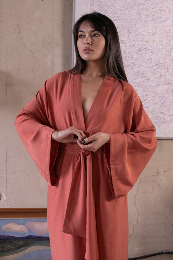 Шелковый халат с хлопком Terracotta SL0035-82-04