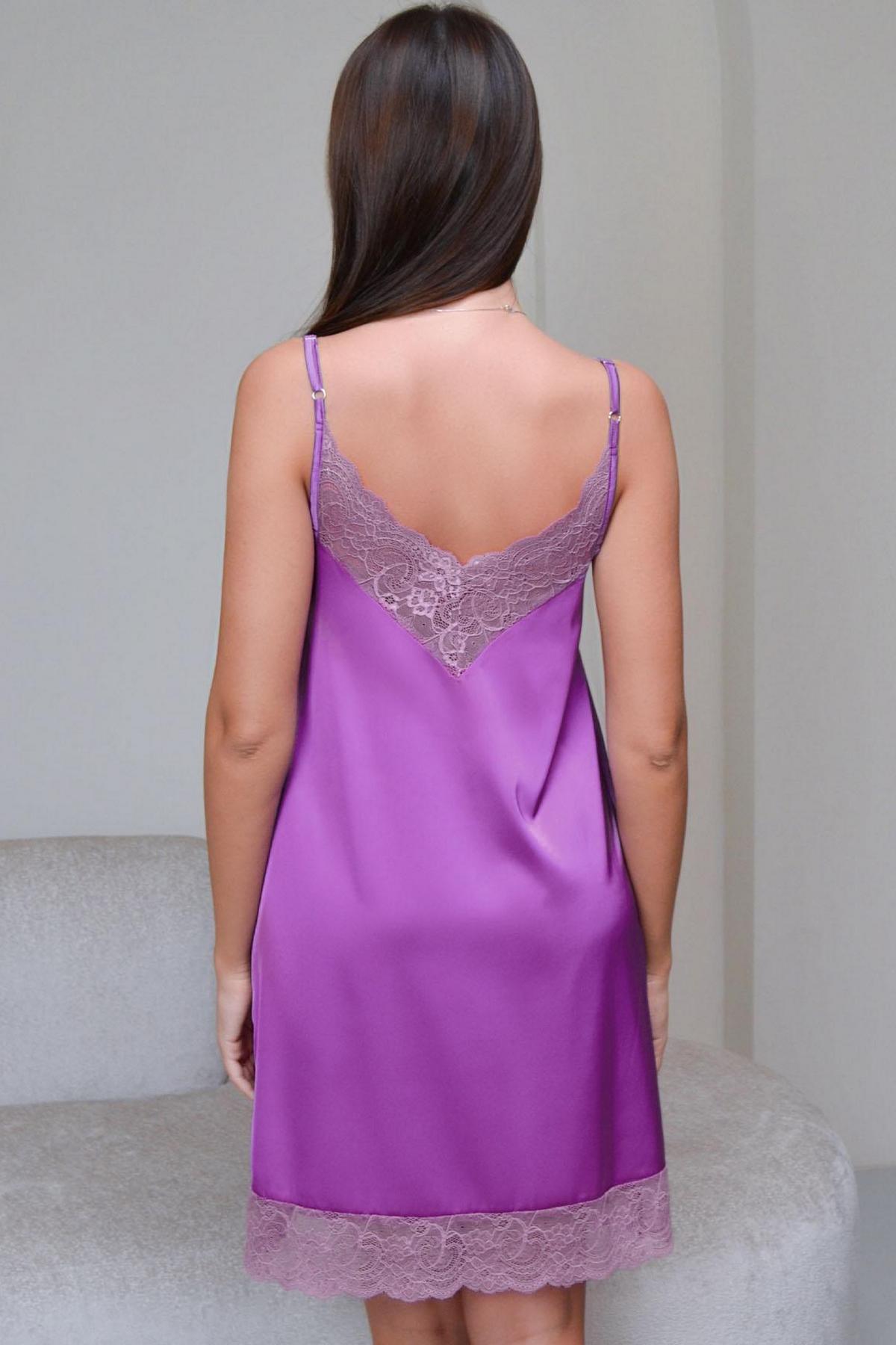 Атласная сорочка с кружевом 1565/65018