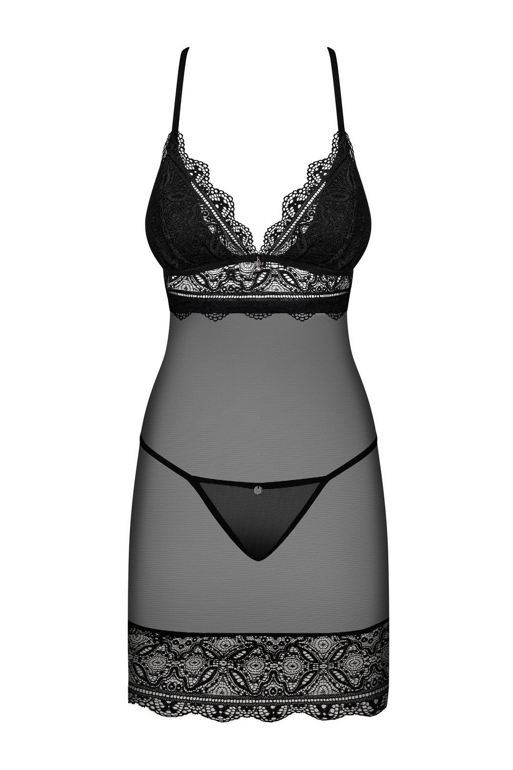 Прозрачная сорочка с кружевным лифом Renelia black