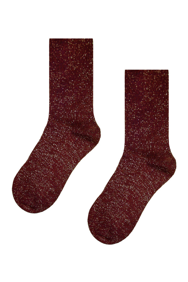 Шерстяные носки с люрексом bordeaux 1039
