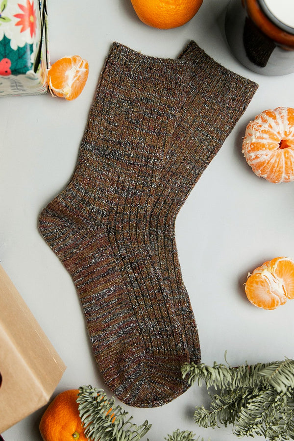 Шерстяные носки Warm 916 melange/brown