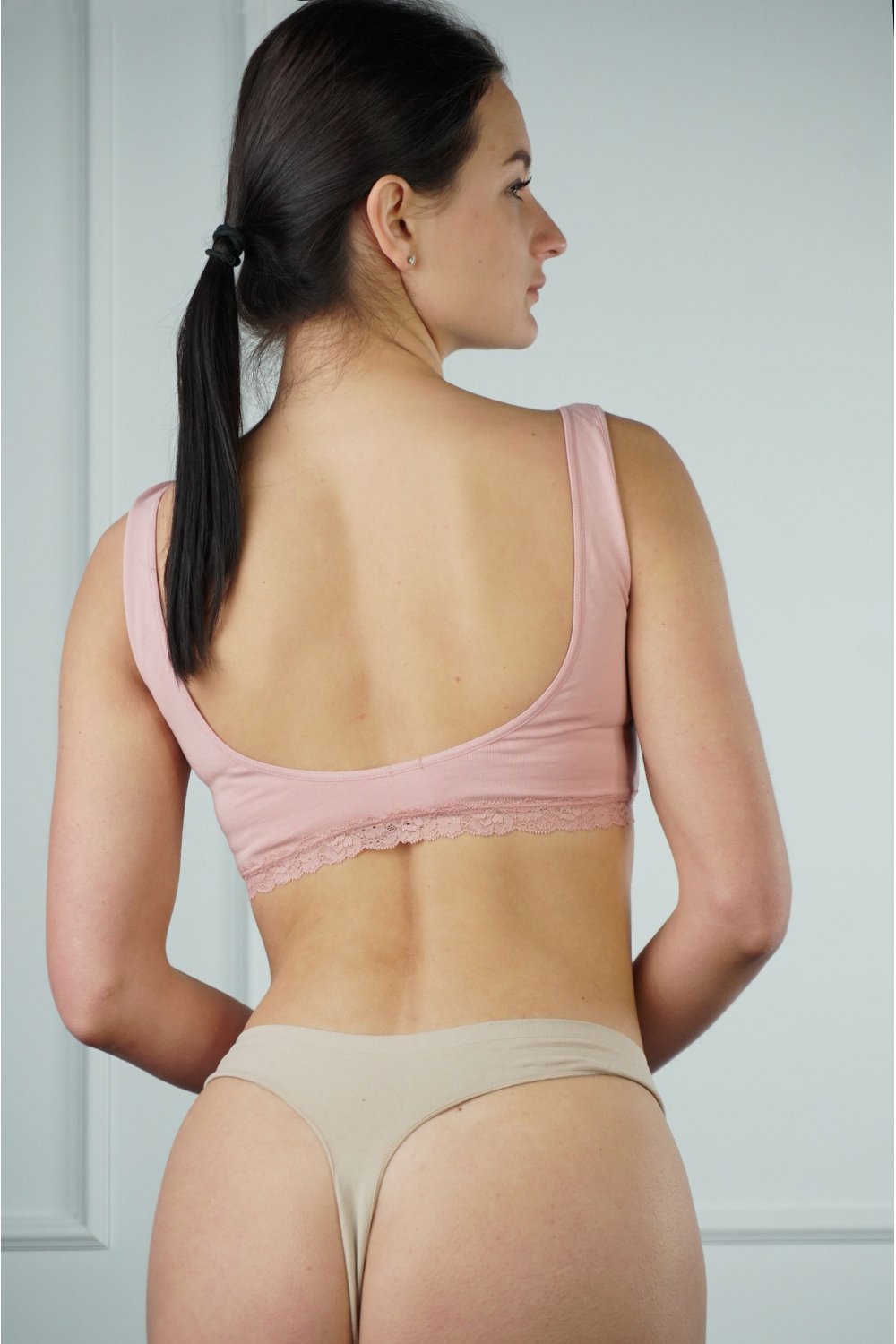 Хлопковый бра-топ с кружевом 32348