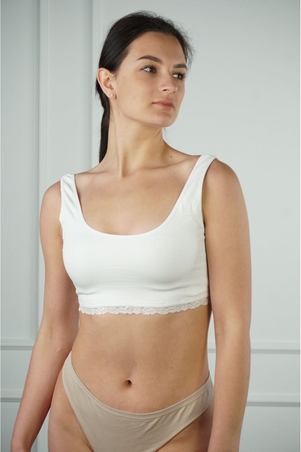 Хлопковый бра-топ с кружевом 32348