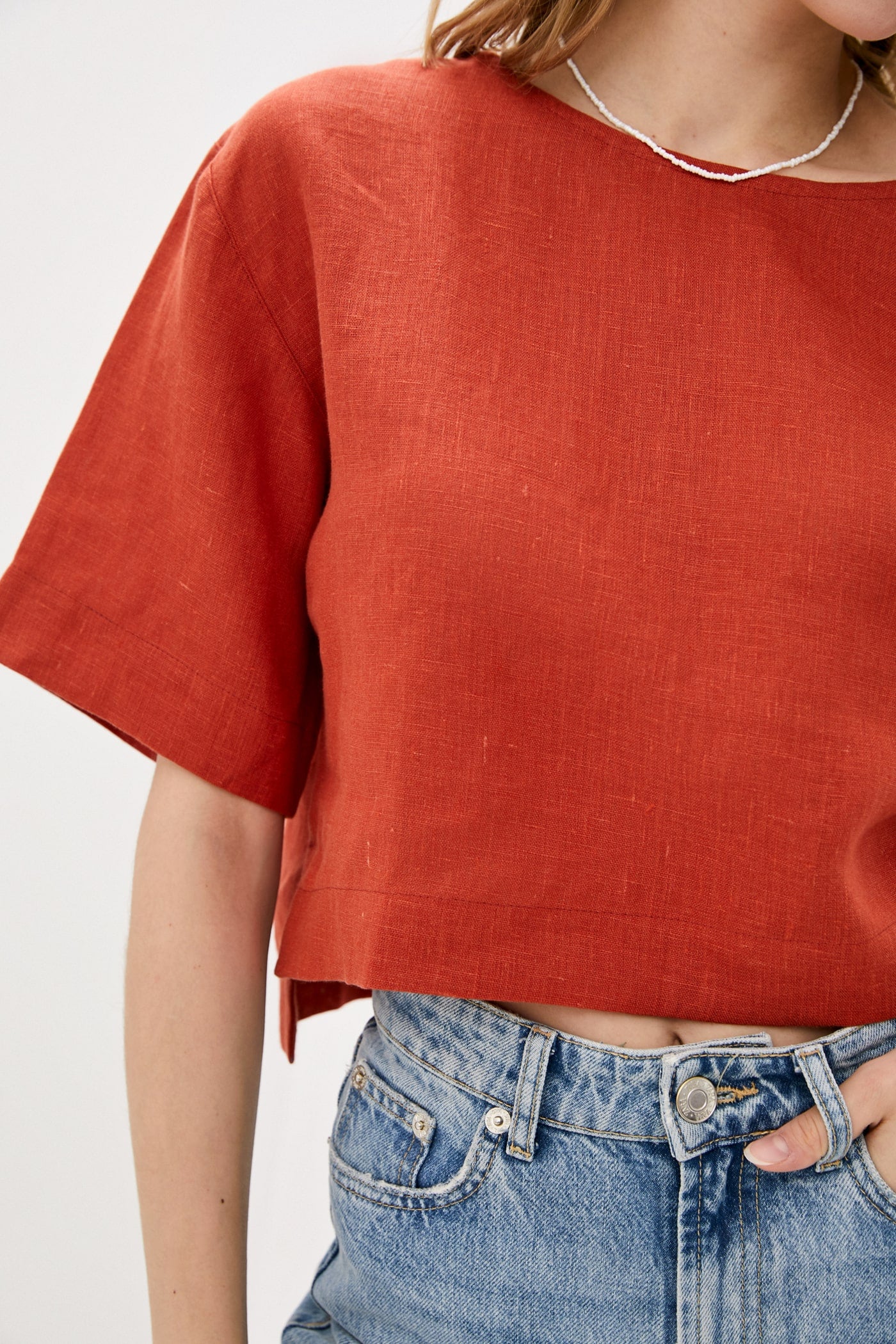 Лляний топ 042 Terracotta