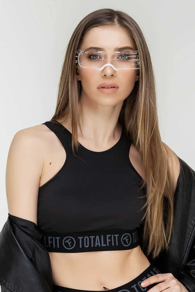 Спортивный топ с логотипом Black Basic T321-I10