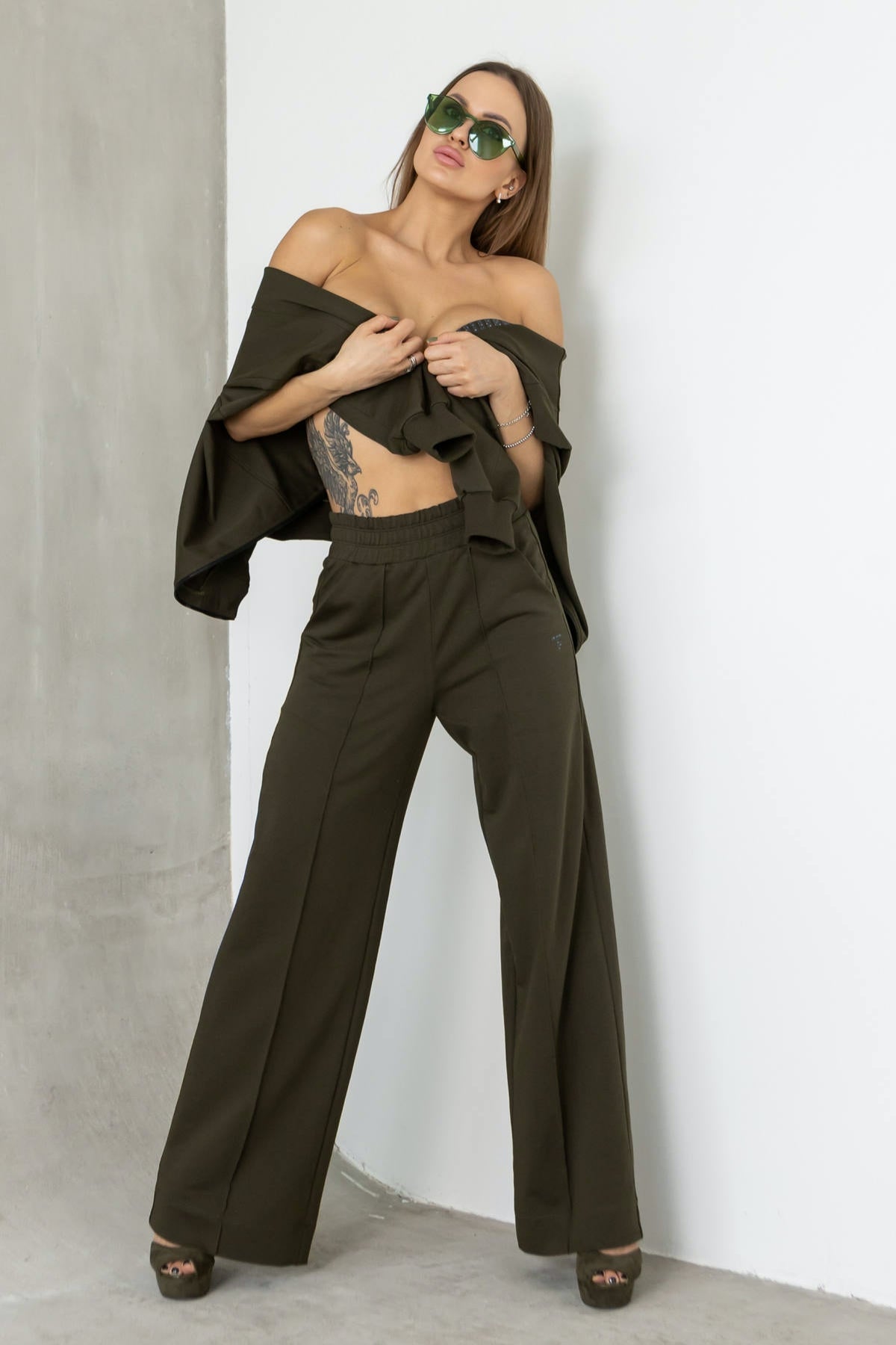 Брюки-палаццо из хлопка E2-LD36