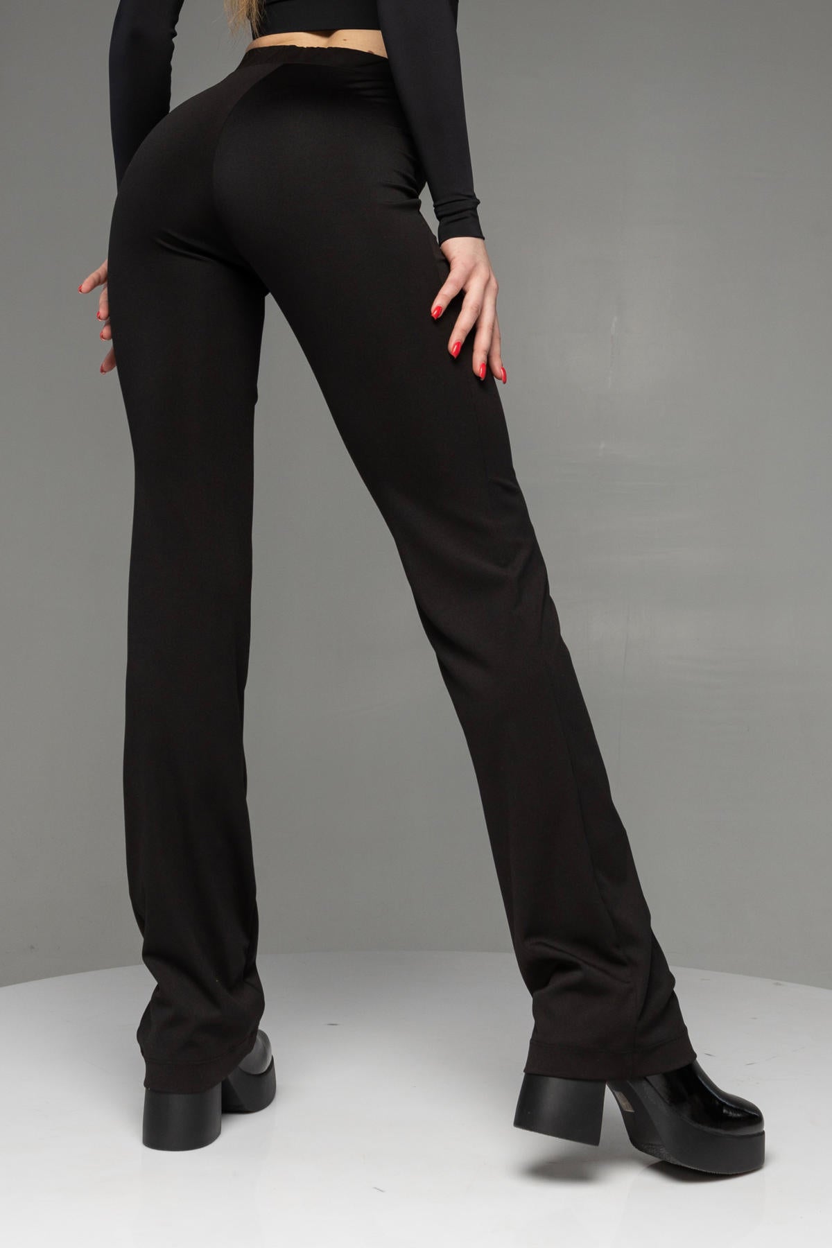 Брюки с завышенной талией E51-D10