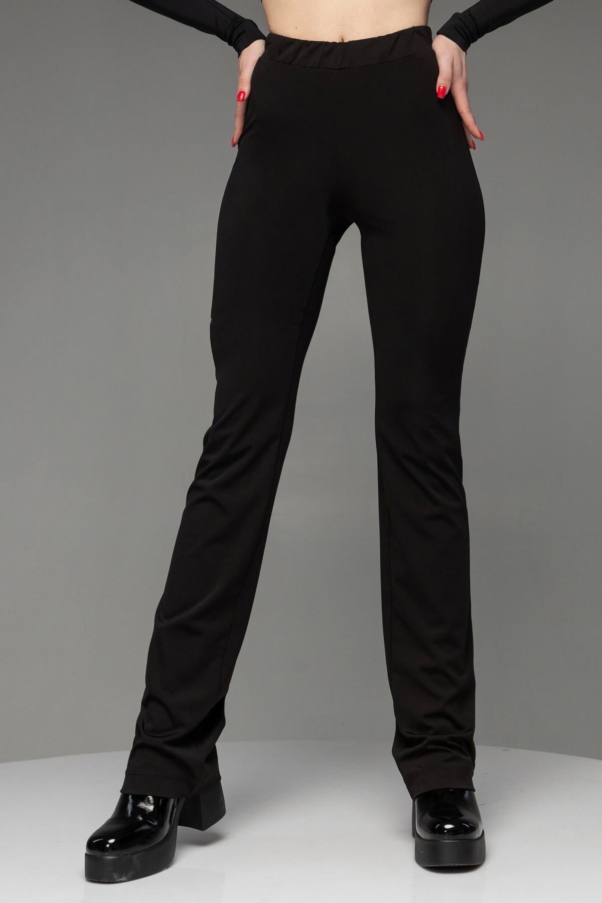 Брюки с завышенной талией E51-D10