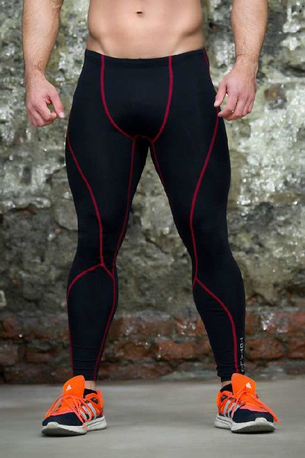 Чоловічі тайтси з зовнішніми швами G7 black/red