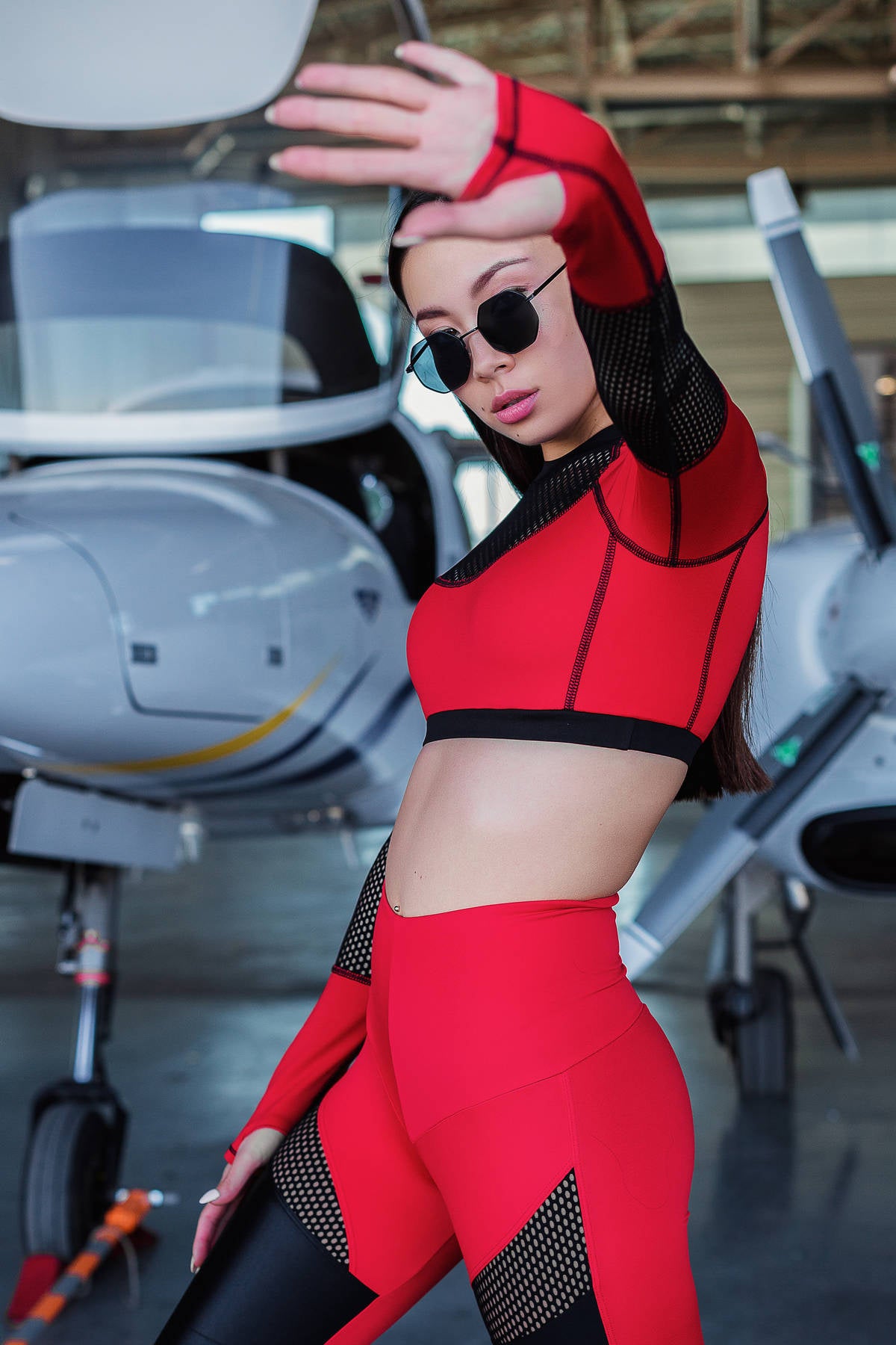 Спортивный кроп-топ с сеткой T14-C4