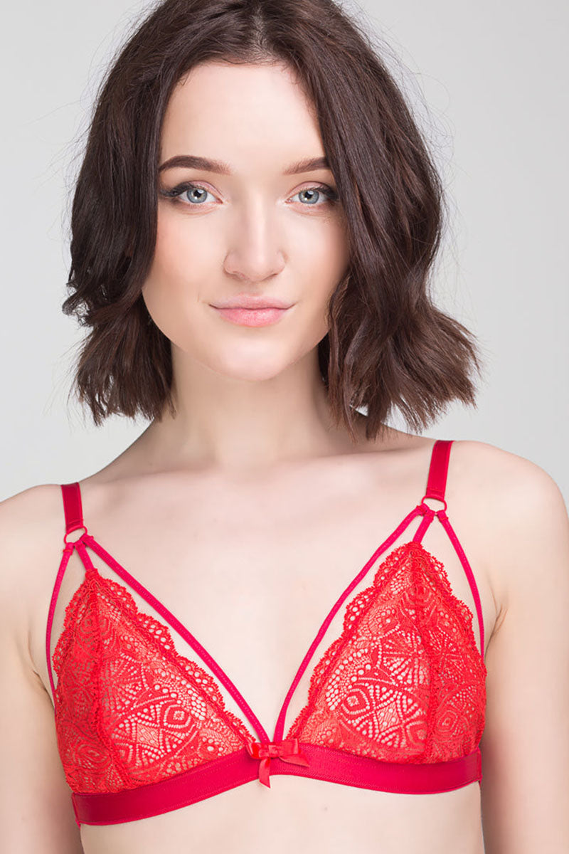 Мереживний бралет без кісточок SU-1412 red